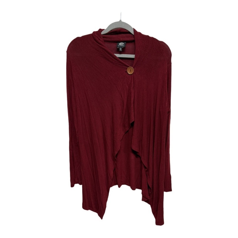 Bobeau Red Wrap Cardigan Button Closure Long Sleeve Size Small Fall Autumn